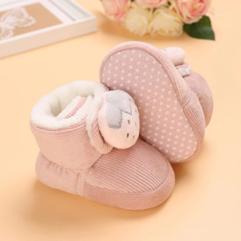 Winter New Cute Cartoon Baby Booties Boy Girl Boots Cotton Soft-Sole Non-Slip Warm Toddler First Walkers Infant Crib Shoes