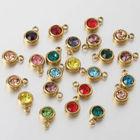 20pcs 6mm Stainless Steel Rhinestone Beads Gold Color Crystal Charms Pendants for Necklace Bracelet Jewelry Making Charm 2030