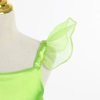 Girls Party Dresses Fairy Green Costume for Girl Tinkerbell Children Clothing Princess Elf Birthday Ball Gown Wing Dresses