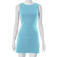 Woman Dress Sleeveless Knit Slim A-Line Female O-Neck Seveless Mini Dresses Sheath 2024 Summer Clothing Streetwear Y2K Qtraf2411