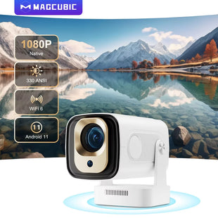 Magcubic HY310 Auto Focus Projector 1080P Native 4K 330ANSI Android 11 WiFi6 BT5.4 Mini Outdoor Movie Projector with Air Mouse