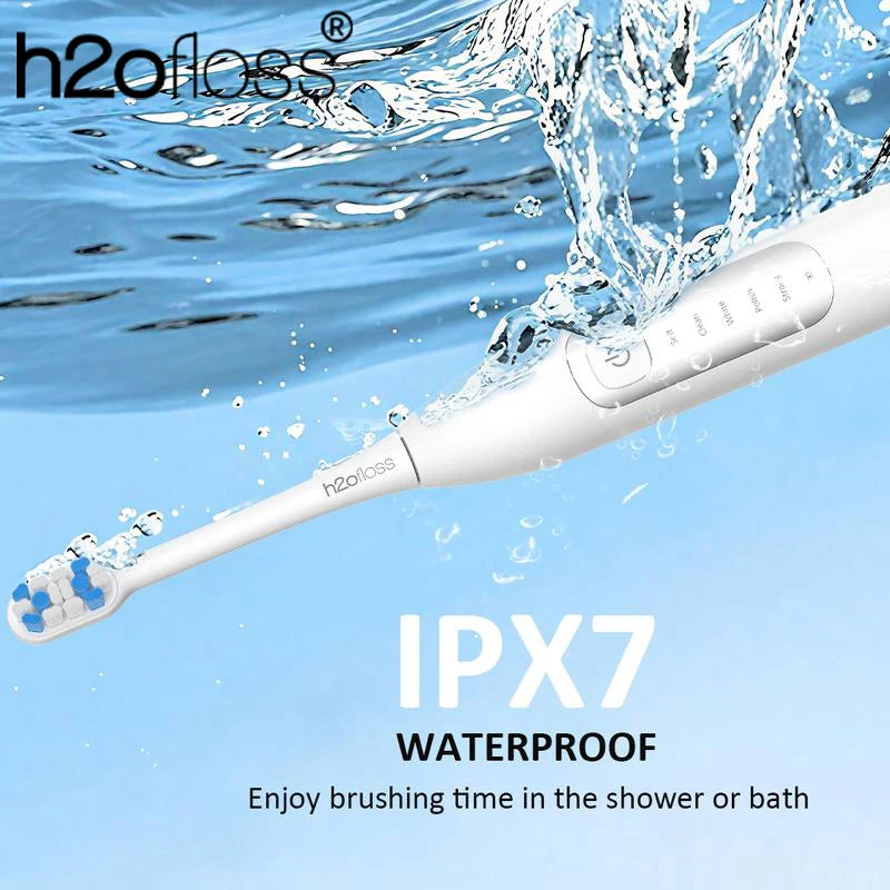 H2ofloss Sonic Electric Toothbrush For Adults 2000mAh Large Battery Ultrasonic Rechargeable 5 Modes IPX7 Waterproof Oral Clean