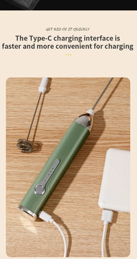 TINSOL 2025 New Wireless Mini Handheld Milk Frother Type-C Rechargeable Coffee Frother Portable Kitchen Cooking Tool Foam Mixer