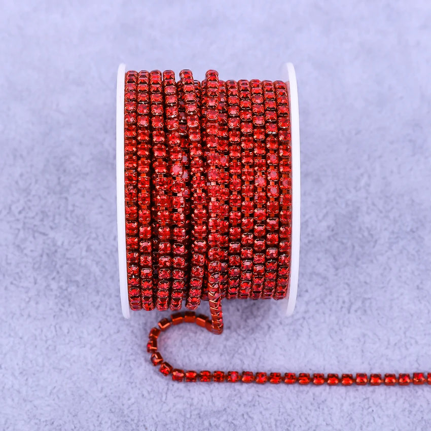 Crystal 10 Yard Rhinestones Trim Stone Cup Chain Gold Diamond Strass Decorative Applique Crystal Trimmings For Dresses