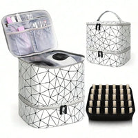 Cross-border explosion Double-layer storage Height cosmetic bag Large capacity portable toilet bag Cosmetic bag Nail polish stor