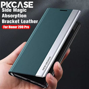 PKCASE Magnetic Flip Leather Phone Case For Honor 400 300 Pro 200 Lite X70 X9A X9B X9C X9D X8B X7B Cover For Magic 7 6 Lite