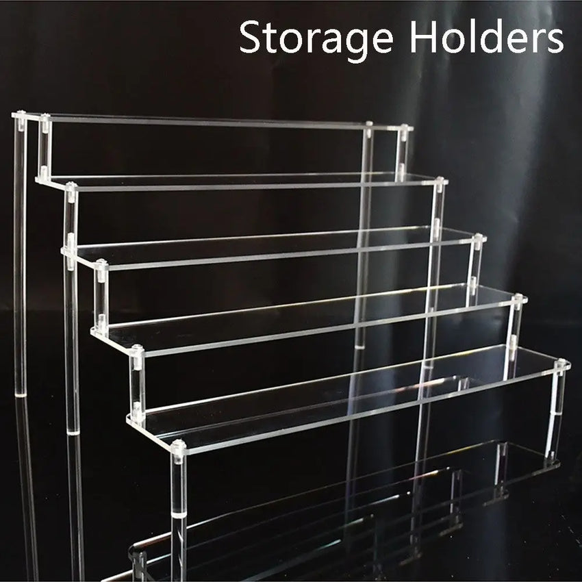 Acrylic Display Stand Pottery Storage Rack Doll Clay Figurine Display Stand Transparent Ladder Makeup Organization Shelf