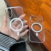 Fashion Anti-Yellow Crystal Clear Phone Case For iPhone 16 15 14 13 12 Pro Max Case for Magsafe Wireless Charging Acrylic Cover