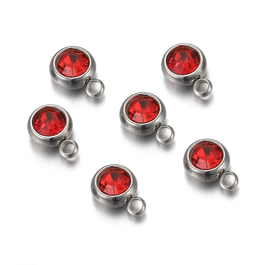 20pcs 6mm Stainless Steel Rhinestone Beads Gold Color Crystal Charms Pendants for Necklace Bracelet Jewelry Making Charm 2030