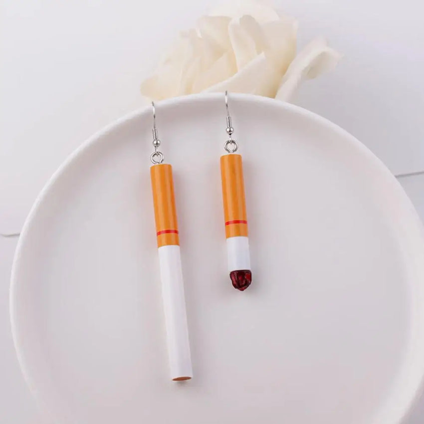 Personalized Simulation Cigarette Earrings Fashion Creative Funny Cigarette Butt Earring for Women Men Punk Street Jewelry Gifts