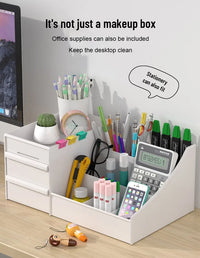 1pc White New Drawer Makeup Storage Box Dormitory Finishing Plastic Shelf Cosmetics Skin Care Dressing Table Desktop