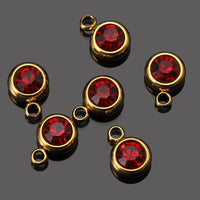 20pcs 6mm Stainless Steel Rhinestone Beads Gold Color Crystal Charms Pendants for Necklace Bracelet Jewelry Making Charm 2030