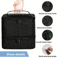 Cross-border explosion Double-layer storage Height cosmetic bag Large capacity portable toilet bag Cosmetic bag Nail polish stor