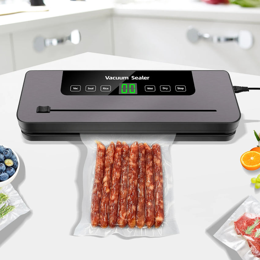 Vacuum Sealer Machine with 10 Sealer Bags and Built-in Cutter, 5 Modes One-touch Sealing for Sous Vide Cooking Dry & Moist Foods