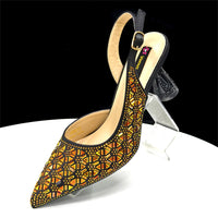 2026 New Elegant Green Pointed-Toe High Heels & Matching Bag Set with Diamond Design for Women's Party Wear - Italian Trend