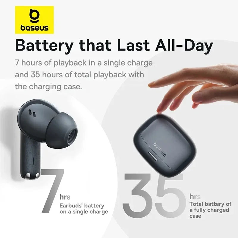 Baseus Bowie M2s Pro Headphones Wireless Bluetooth 5.4 TWS Earphones Active Noise Cancelling Earbuds 4 Micphone ENC Hifi Headset