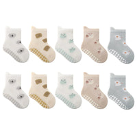 5 Pairs Childrens Non-Slip Socks Cute Cartoon Pattern Kids Boys Girls Floor Socks Comfortable Breathable for Toddler