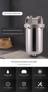5inch Prefilter 304 Stainless steel hot water filter housing DN15 DN20 DN25 for high temperature high flow water filter housing