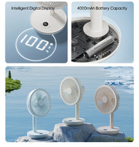 New Portable Smart Oscillating Desk Fan 4000mAh 5 Gear Speed Silent Desktop Rechargeable Fan Angle Adjustable for Home Office