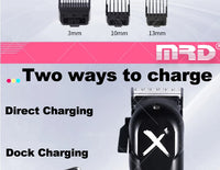 MRD HC-3969X Lawn Shovel Men's Professional Hair Clipper DC Rotating Motor Horn DLC Black Diamond Blade 7200RPM Trimmer Withbase