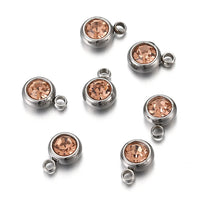 20pcs 6mm Stainless Steel Rhinestone Beads Gold Color Crystal Charms Pendants for Necklace Bracelet Jewelry Making Charm 2030