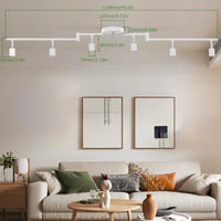 Track Lighting Kit Modern White Ceiling Spot Lighting with Flexibly Rotatable Light Heads 6 Track Lights for Room/Hallway/Kitch