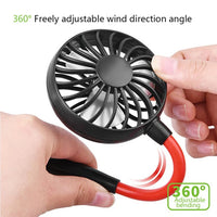 USB Rechargeable Mini Sports 3-Speed Adjustable Neck Dual Fan Home OfficeOutdoor Travel Portable Hanging Neck Fan