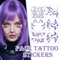Kpop Temporary Tattoos, Purple Lightning Bold Makeup for Cosplay Role Play, Waterproof Face Art Stickers 1pcs Random