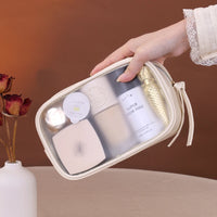 1pc Multifunctional Semi Transparent Makeup Bag, Cosmetics Storage Bag, Business Travel Toiletry Bag, Large Capacity Makeup Repa