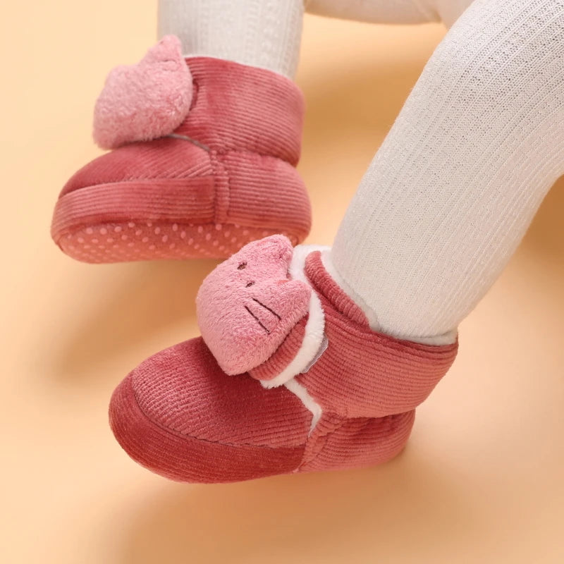 Winter New Cute Cartoon Baby Booties Boy Girl Boots Cotton Soft-Sole Non-Slip Warm Toddler First Walkers Infant Crib Shoes