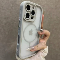 Trendy 2 in 1 Skin Feel Case for iPhone 17 Air 16 15 14 12 13 Pro Max For MagSafe Wireless Charging Shockproof Protection Funda