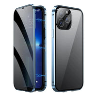 360 ° Full Protection Metal Magnetic Double-Sided Glass Snap Lock Privacy Case For iPhone 17 16 15 14 Plus 13 12 11 Pro Max 16E