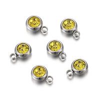 20pcs 6mm Stainless Steel Rhinestone Beads Gold Color Crystal Charms Pendants for Necklace Bracelet Jewelry Making Charm 2030