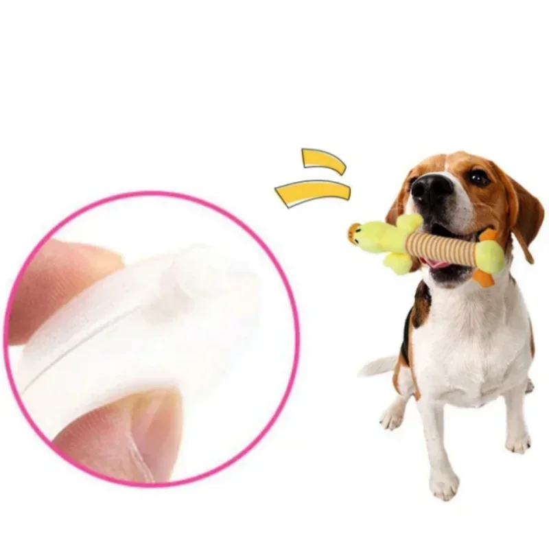 Striped Plush Dog Toys Squeaky Assorted Animals Duck Pig Hippo Shapes Durable Bite Resistant Safe Washable Fun Pet Supplies