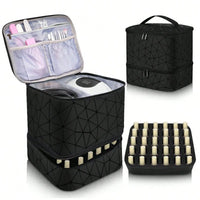 Cross-border explosion Double-layer storage Height cosmetic bag Large capacity portable toilet bag Cosmetic bag Nail polish stor