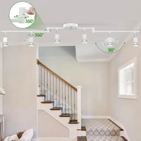 Track Lighting Kit Modern White Ceiling Spot Lighting with Flexibly Rotatable Light Heads 6 Track Lights for Room/Hallway/Kitch
