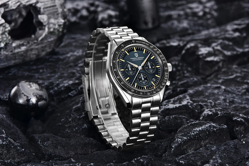 PAGANI DESIGN 2026 New Moon Watch Retro Quartz Watches For Men Stainless steel Luminous waterproof Luxury Sport Chronograph Man