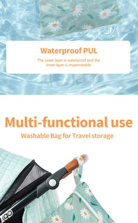 Elinfant 3PCS Portable Wet Dry Bag For Swimsuits,Waterproof Diaper Bags For Cloth Diapers,Washable Reusable Storage Bag