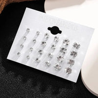 New 12 Pair/Pack White Shiny Wedding Stud Earrings Set For Women Men Crystal Jewelry Accessories Oorbellen Jewelry Earrings