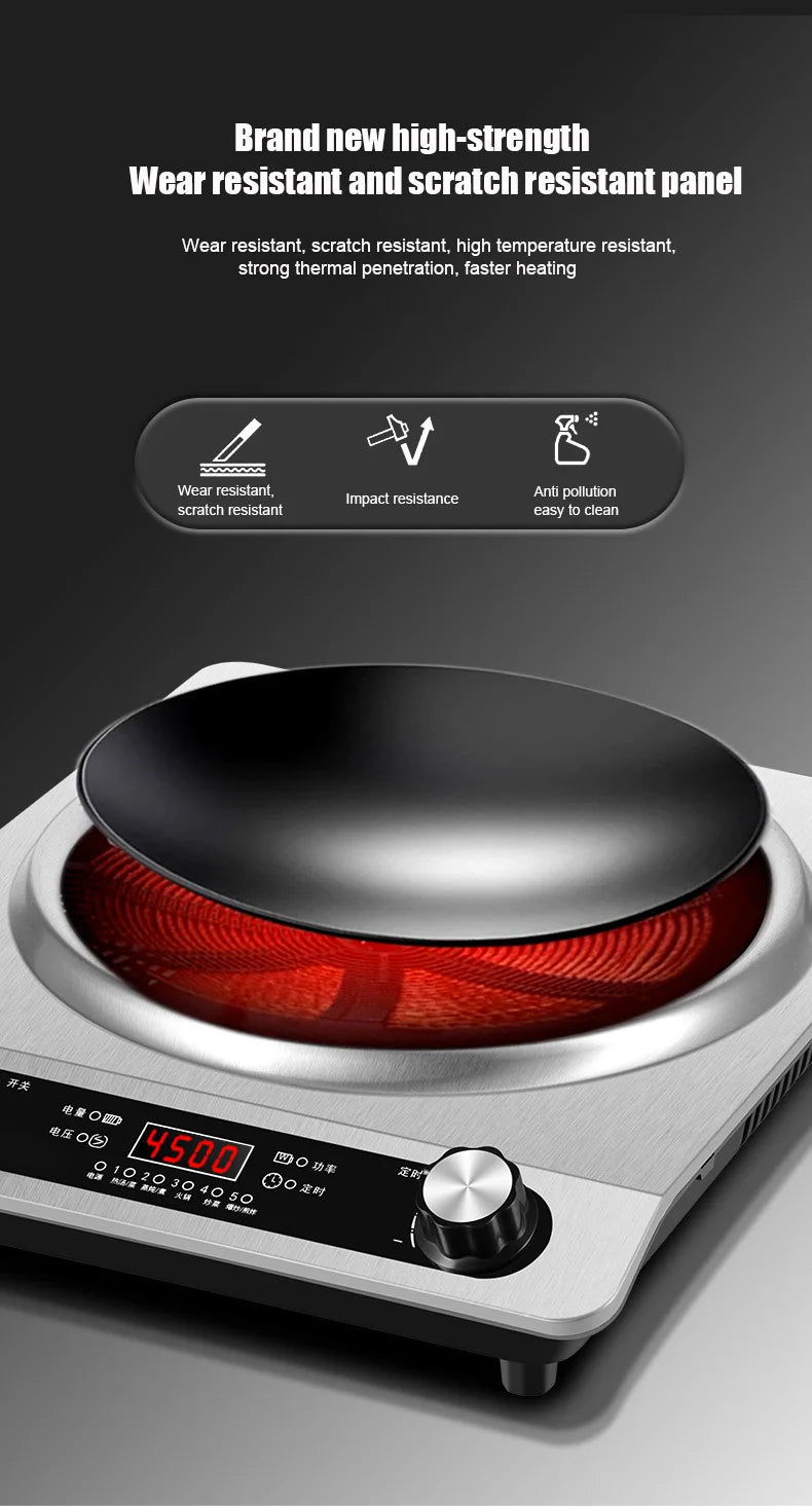 5000W Household Concave Induction Cooker High Power Intense Fire Non-Radiative Multifunction Stir Frying Electric Stove