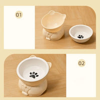 Pet Supplies Ceramic Cat Bowl Creative Slanted Mouth Dog Food Feeding Basin Non-slip Cute Pet Drinking Feeder Water Container