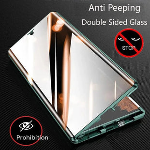 Anti Peeping Metal Phone Case For Samsung Galaxy S25 S24 S23 S22 Ultra Plus 360 Degree Privacy Protection Magnetic Phone Cover