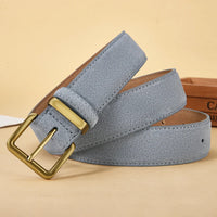 Luxury Suede Cowhide Leather Belt for Women, Vintage Style with Gold Buckle, 3.5cm Wide Waistband for Dresses & Jeans 2042
