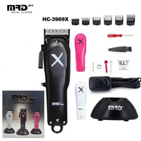 MRD HC-3969X Lawn Shovel Men's Professional Hair Clipper DC Rotating Motor Horn DLC Black Diamond Blade 7200RPM Trimmer Withbase