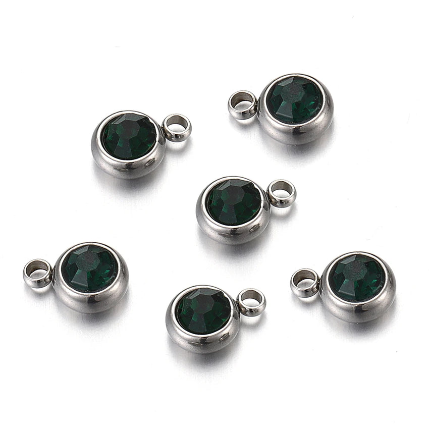 20pcs 6mm Stainless Steel Rhinestone Beads Gold Color Crystal Charms Pendants for Necklace Bracelet Jewelry Making Charm 2030