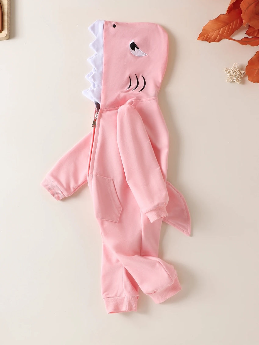 Autumn Newborn Infant Baby Boys & Girls Long Sleeved Hooded Shark Romper Onepiece Crawling Suit Baby Clothing