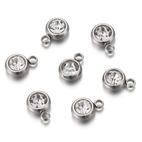 20pcs 6mm Stainless Steel Rhinestone Beads Gold Color Crystal Charms Pendants for Necklace Bracelet Jewelry Making Charm 2030