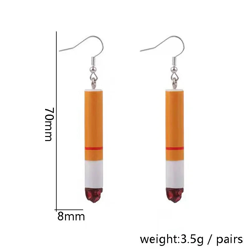 Personalized Simulation Cigarette Earrings Fashion Creative Funny Cigarette Butt Earring for Women Men Punk Street Jewelry Gifts