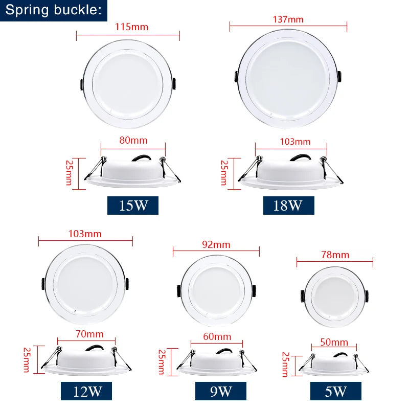 10pcs/lot LED Downlight 12V 24V 110V 220V Spot Light 5W 9W 12W 15W 18W Recessed In Led Ceiling Downlight Cold Warm White Lamp