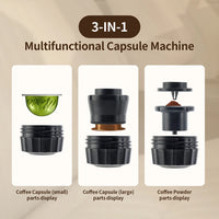 Portable Wireless Electric Espresso Coffee Machine For Travel &Car &Home Camping Coffee Maker 3-in-1 Capsule Powder Coffee Maker